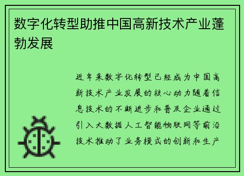 数字化转型助推中国高新技术产业蓬勃发展